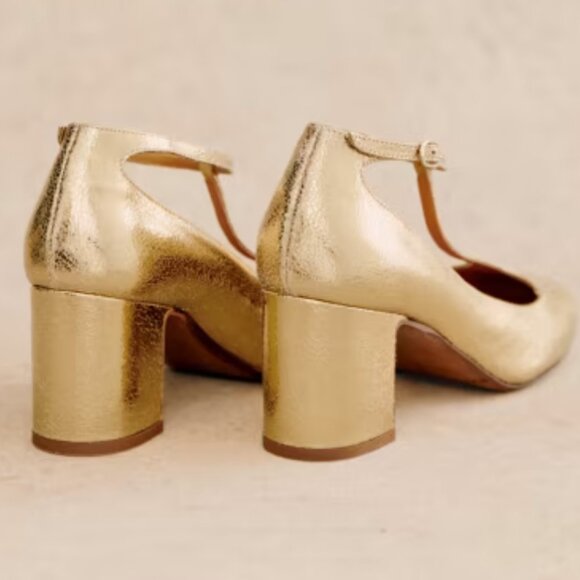 Sezane Marcie Mary Janes Gold Crackle Size 40/9 *NWOB* - Picture 5 of 14